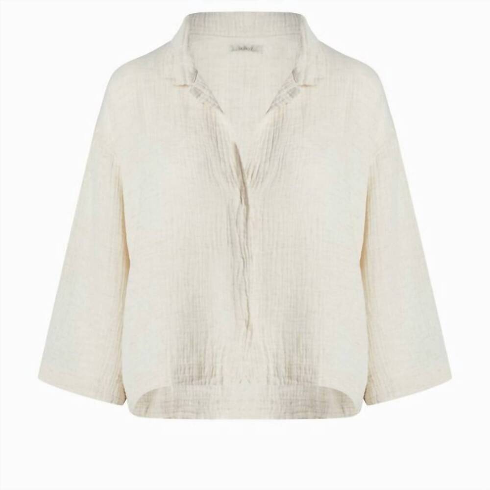 NEW IKIKIZ women’s crinkle long sleeve top in off white